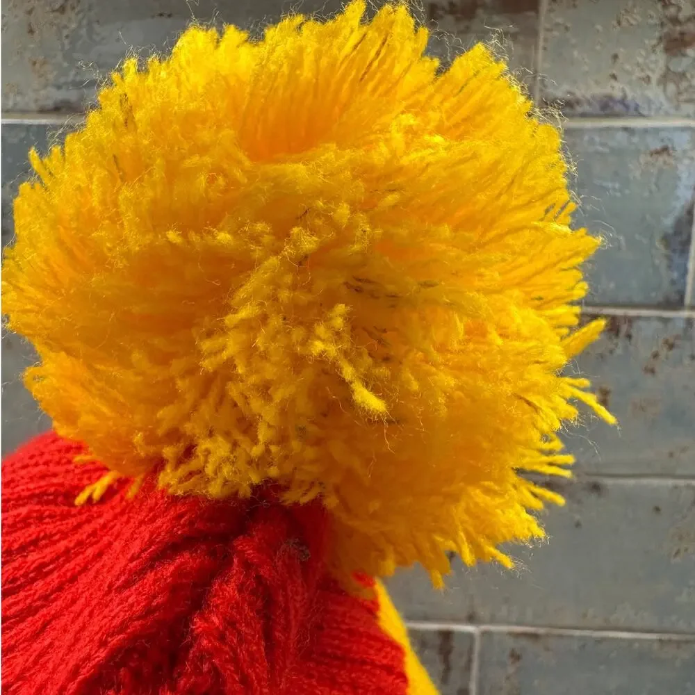 Kansas City Chiefs Colors Retro Beanie Pom Pom Lined Hat